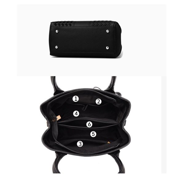 Purple Handbag with Shoulder Strap Geometric Pattern Stylish & Functional - Picture 3 of 3